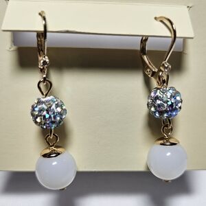 Glass Round Drop Earrings NEW